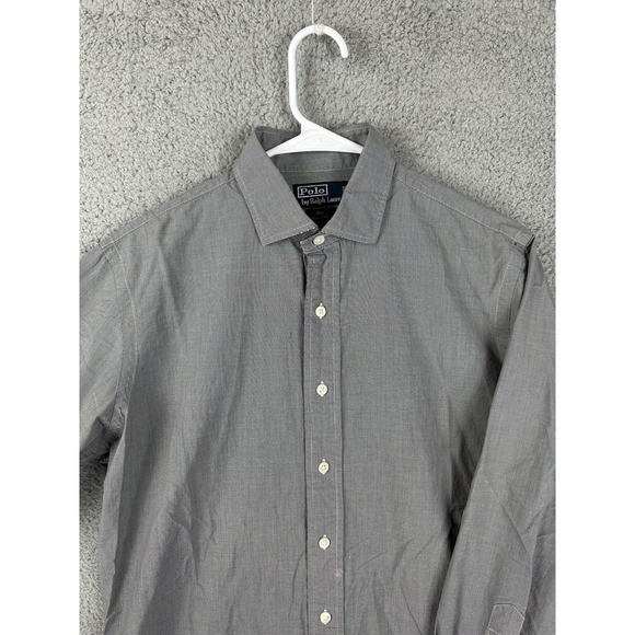 Polo Ralph Lauren Shirt Mens Medium Gray Estate Custom Fit Long Sleeve Button